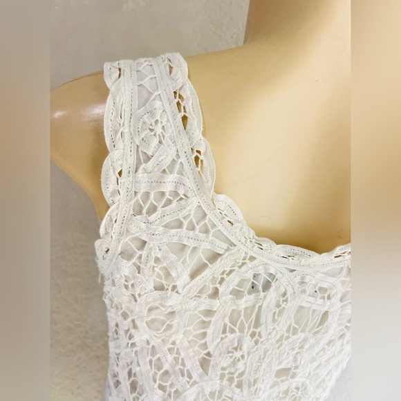 INC women’s dress size 2  white, layered dress with crochet on the top layer. - Picture 9 of 16
